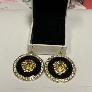 Gold and Black Lion Earrings